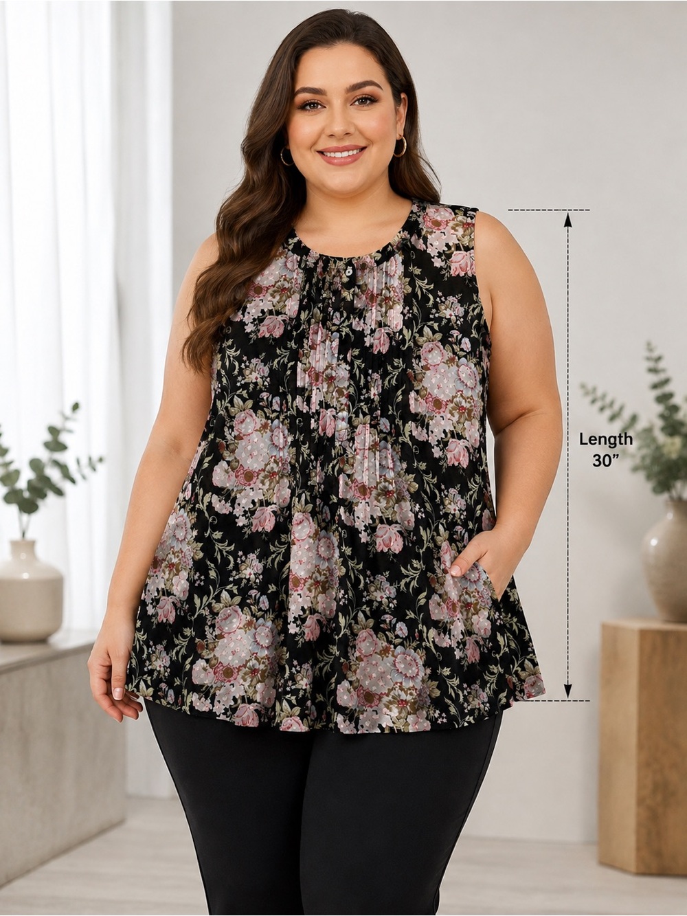 Daniel Rainn Women's Floral Print
Sleeveless Blouse - Size 3XL